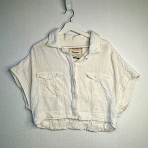 Anthropologie Cartonnier Bumaglow White Cotron Gauze Shirt, Size Small